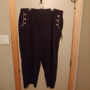 Eloquii Pants - Eloquii Button Straight Leg Pants Nautical Eloquii Pants - Eloquii Button Straight Leg Pants Nautical